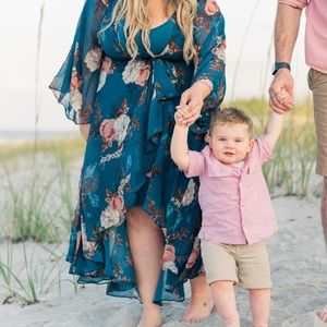 Floral teal flowy dress